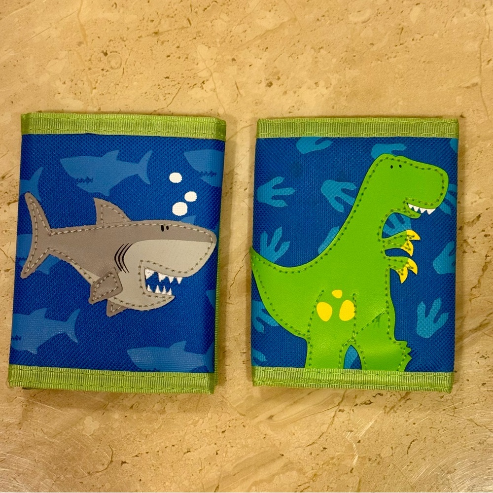 2 Stephen Joseph Kids Wallets (Shark, Dinosaur)